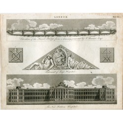 Le New Bethlem Hospital et autres gravures de G. Jones en 1814