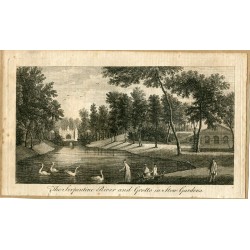 La rivière Serpentine et la grotte dans les jardins 1776