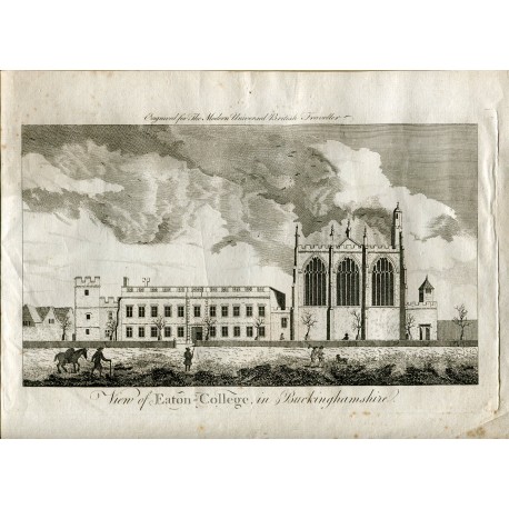 View of Eton College in Buckinghamshire grabado en 1799 por The Modern Universal British Traveller