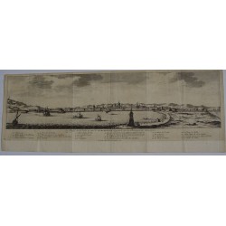 Vue sur la ville et le port de Barcelone. Pieter van der Aa, 1715