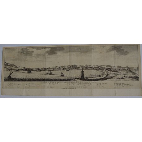 Cataluña. Barcelona. Vista topográfica  por Pieter vander Aa, 1715