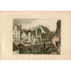 Escocia.Grey Friar's Church grabado por T. Steward sobre obra de D. Wilson