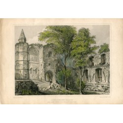 Escocia. Dunfermline Palace grabado por J. Saddler. Dibujó R.W. Billings en 1847.