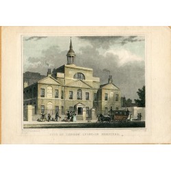City of London Lync-in hospital grabado por  j. Gough en 1831