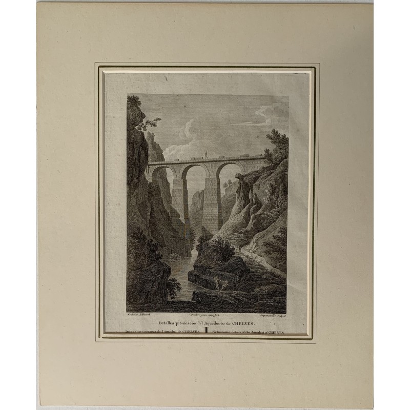 Aqueduc de Peña Cortada - Gravure ancienne, 1810 - Alexandre Laborde