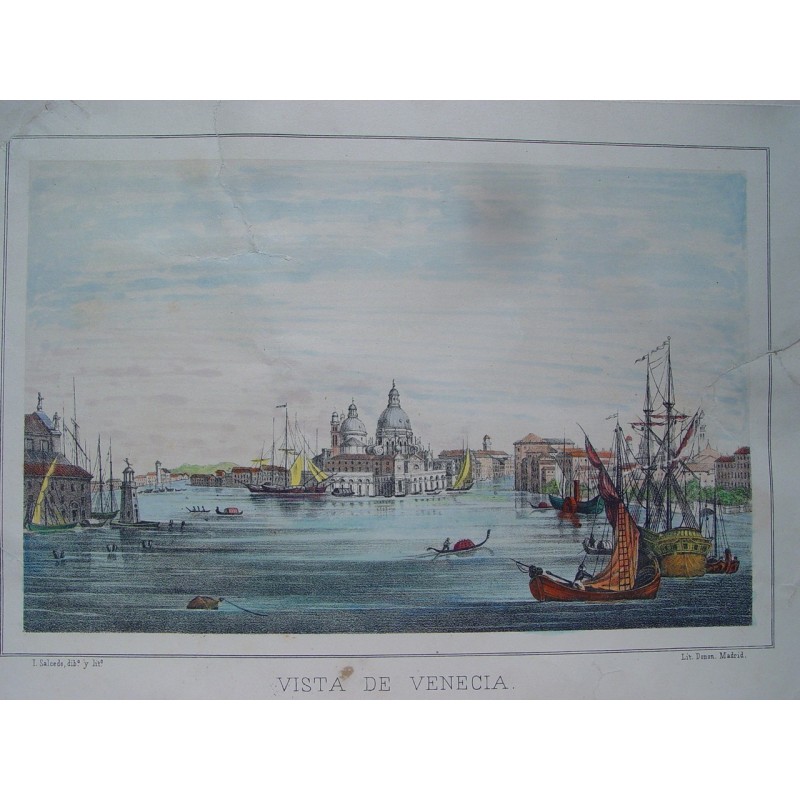 Ansicht von Venedig von Isidoro Salcedo y Echevarría, Lithographie aus dem 19. Jahrhundert