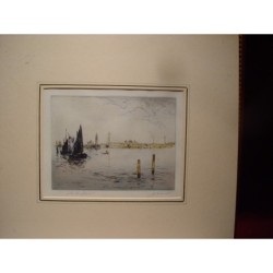 Venise, la lagune. Walter Henry Sweet (1889-1949). Gravure signée par John Shapland.