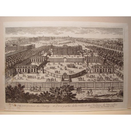 «Perspective du Chemy et d´vrie partie de la ville et du Chateau de Versailles» Dibujó y grabó Pierre Aveline (París,1656-1722)