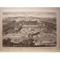 Perspective du Chemy et d´vrie partie de la ville et du Chateau de Versailles. Dibujó y grabó Pierre Aveline (París,1656-1722)