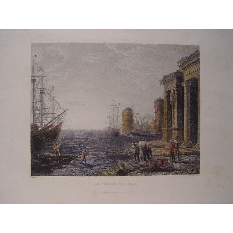 Un porto marittimo italiano. Da Claude. WR Smith (1834)