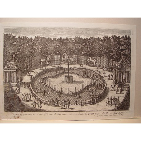 «Veue des Bains d´Apollon, situez dans le petit parc de Versailles, a main droite» Dib..y grabó Pierre Aveline (París,1656-1722)