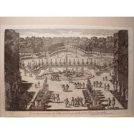 «Veue de l´allée et de la grande piece d´Eau a Versailles, a main droite» Dib..y grabó Pierre Aveline (París,1656-1722).