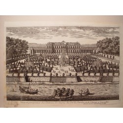 «Veue du Chateau de Clagny du coté du Jardín et de l´étang a Versailles». Dib. y grabó Pierre Aveline (París,1656-1722)