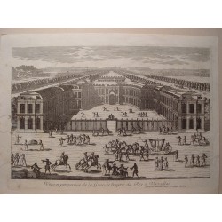 Veue et perspective de la Grande Ecuyrie du Roy a Versailles. Dib..y grabó Pierre Aveline (París,1656-1722).