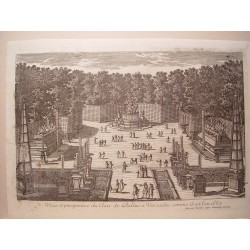 «Veue et perspective du Char de Pallas a Versailles, comme il est l´an 1687». Dib..y grabó Pierre Aveline (París,1656-1722).