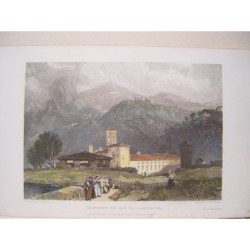 Italie. Couvent de la Vallandrosa. Dessin de James Duffield Hardings (1798-1863). Gravure de J. Henshal.