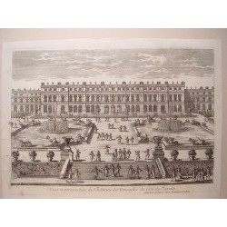 «Veue et perspective du Chateau de Versailles du coté du Jardin». Dib..y grabó Pierre Aveline (París,1656-1722).
