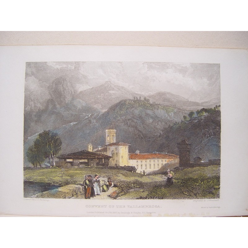 Italy. Convent of the Vallandrosa. Drawn by James Duffield Hardings (1798-1863). Engraved by J. Henshal