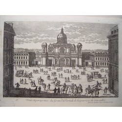 «Vue et perspective du Grand Portrait de la paroisse de Versailles». Dessiné..et gravé Pierre Aveline (Paris,1656-1722).