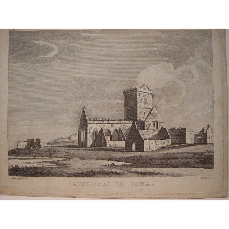 Cattedrale di Jona, Scozia. Antica incisione del XVIII secolo (1772)