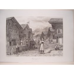 Meiringen (Schweiz), GG Kilburne. Kupferstich von CW Sharpe (ca. 1875)