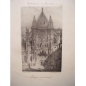 Catedral de Notre-Dame en Senlis. Francia. Conjunto de 5 litografías antiguas. Grabados antiguos (1831)
