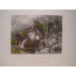 Lac de Lungern (Suisse) - Gravure originale ancienne (vers 1850)