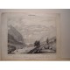 Lithographie ancienne des Hautes Pyrénées, Marboré tirée du deuxième pont de Gavarnie (1828)