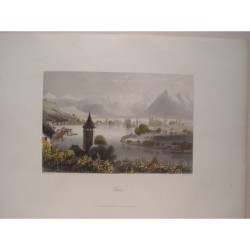 Thun (Schweiz). Original antike Gravur.