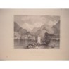 Interlaken, Suisse. Gravure sur acier ancienne, vers 1833.