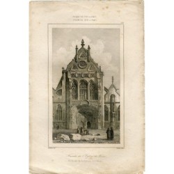 France. Facade of the Church of Brou, engraved by Brou by Lamaitre after a drawing by Gaucherel