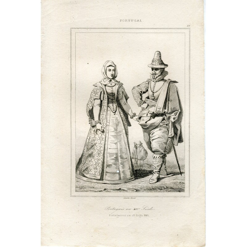 Portoghese del XVI secolo. Incisione della metà del XIX secolo.