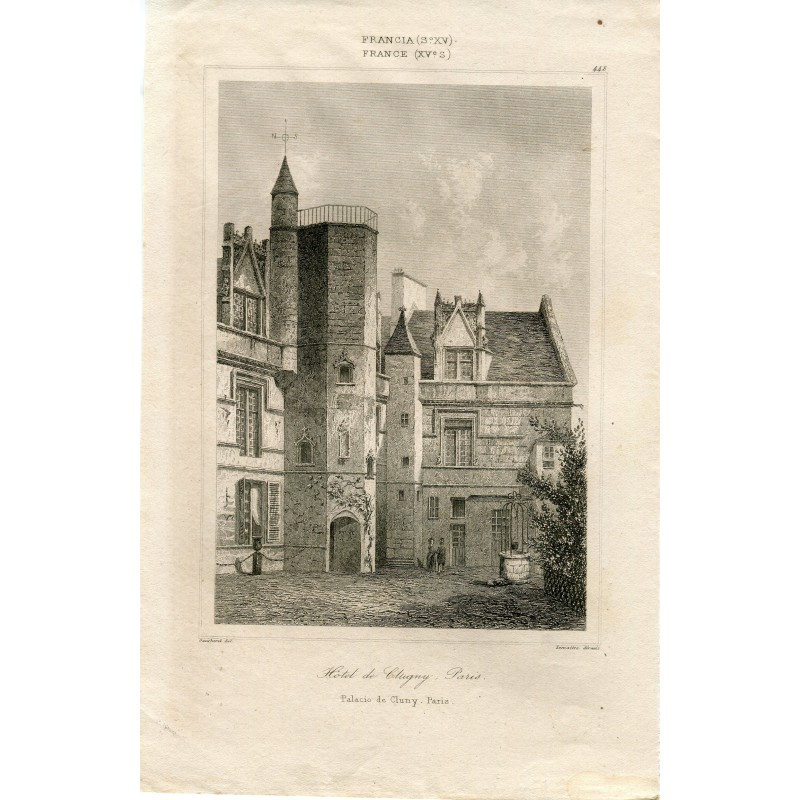 Francia. Palacio de Cluny, Paris.Grabado. Lemaitre de un dibujo de Gaucherel.