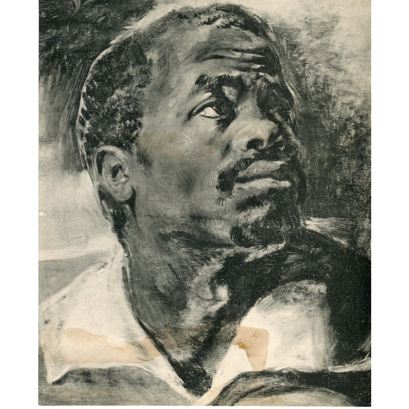Estudio de la cabeza de un negro fotografia antigua probablemente fragmento de obra de Van Dyck
