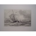 France. "French sloop coming into Calais Harbour" by Charles George Lewis (1808-1880)