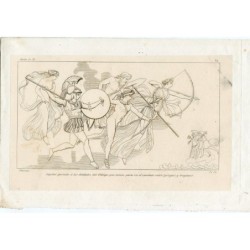 Iliade. Flaxman. Pi e Margall. Giove permette alle divinità dell'Olimpo di andare alla battaglia tra Greci e Troiani.