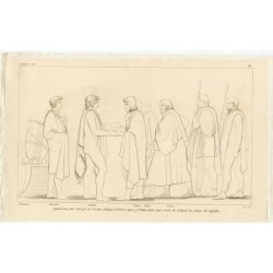 Iliade. Flaxman. Pi y Margall. Agamemnon, délègue Ulysse et sa compagnie pour apaiser la colère d'Achille.