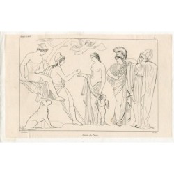 Iliade. Giudizio di Paride. Incisione di Pi y Margall da un disegno di Flaxman.