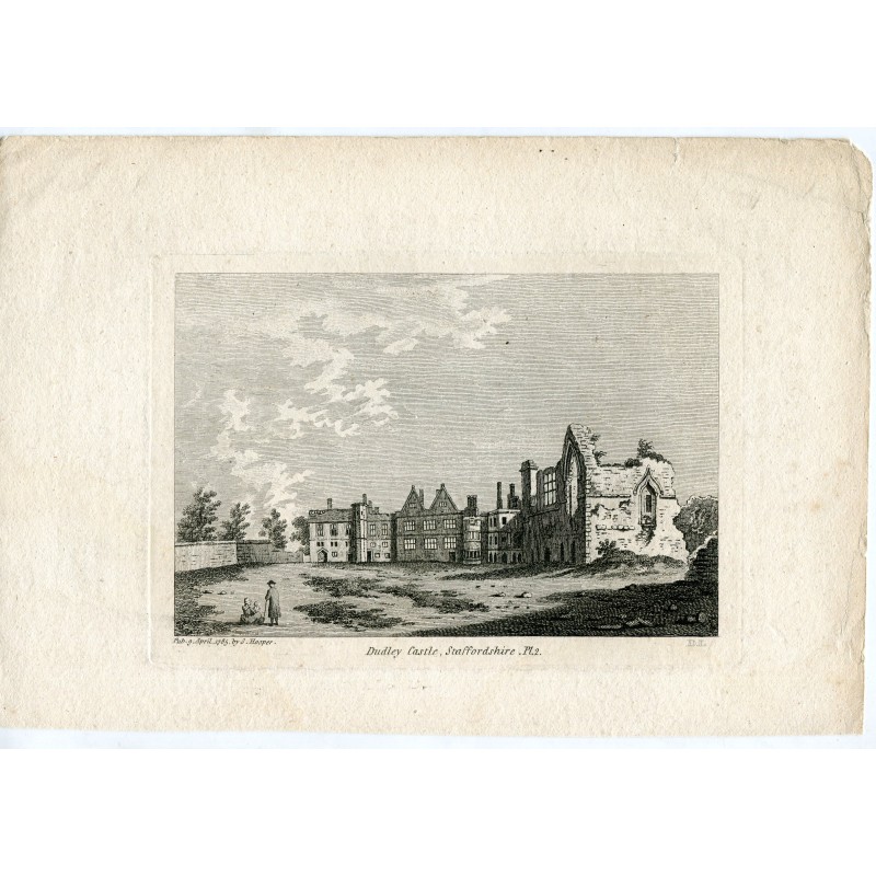Castello di Dudley, Staffordshire - incisione del 1785