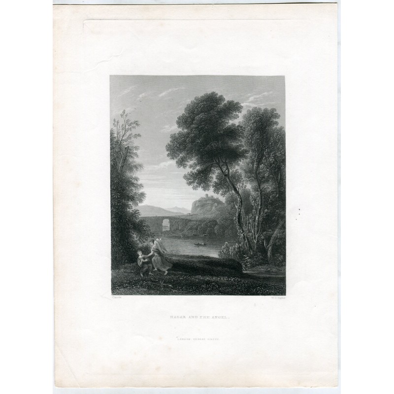 Agar e l'angelo incisa da WJ Taylor nel 1875 da un'opera di Claude Lorrain