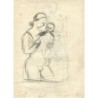 José Lopez Guntín. Disegno di una madre con bambino. Sul retro, un altro disegno di una donna.