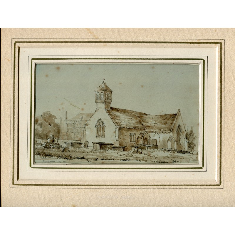 Église Saint-André, Brympton - Somerset - aquarelle des années 1800