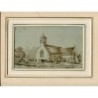 St Andrew's Church, Brympton - Somerset - 1800s watercolor