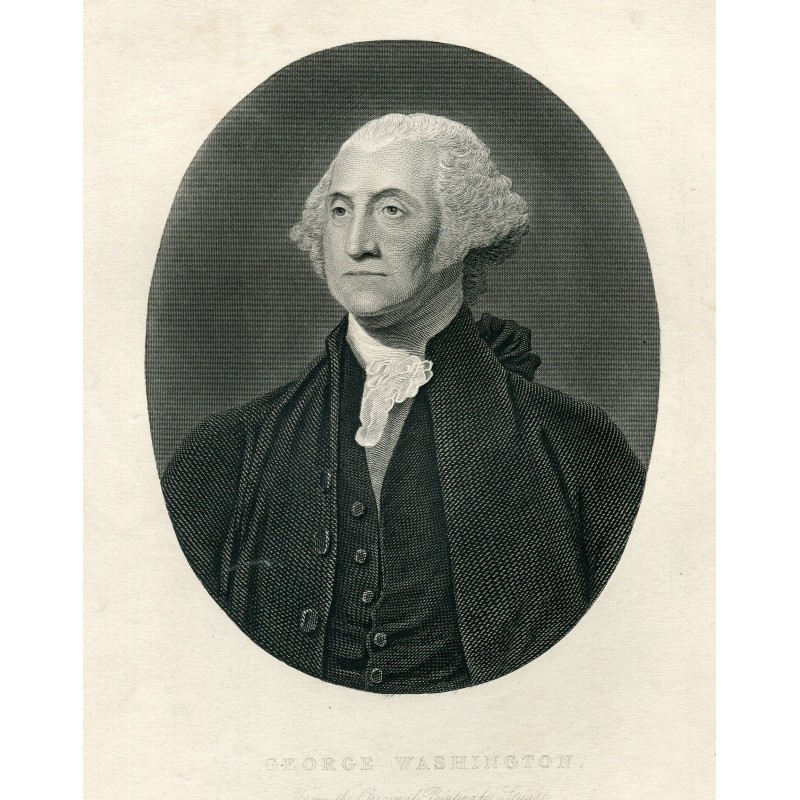 George Washington, primo presidente - da Gilber Stuart - stampa antica