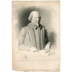 Shakespeare-Büste in der Stratford Church - Antike Gravur