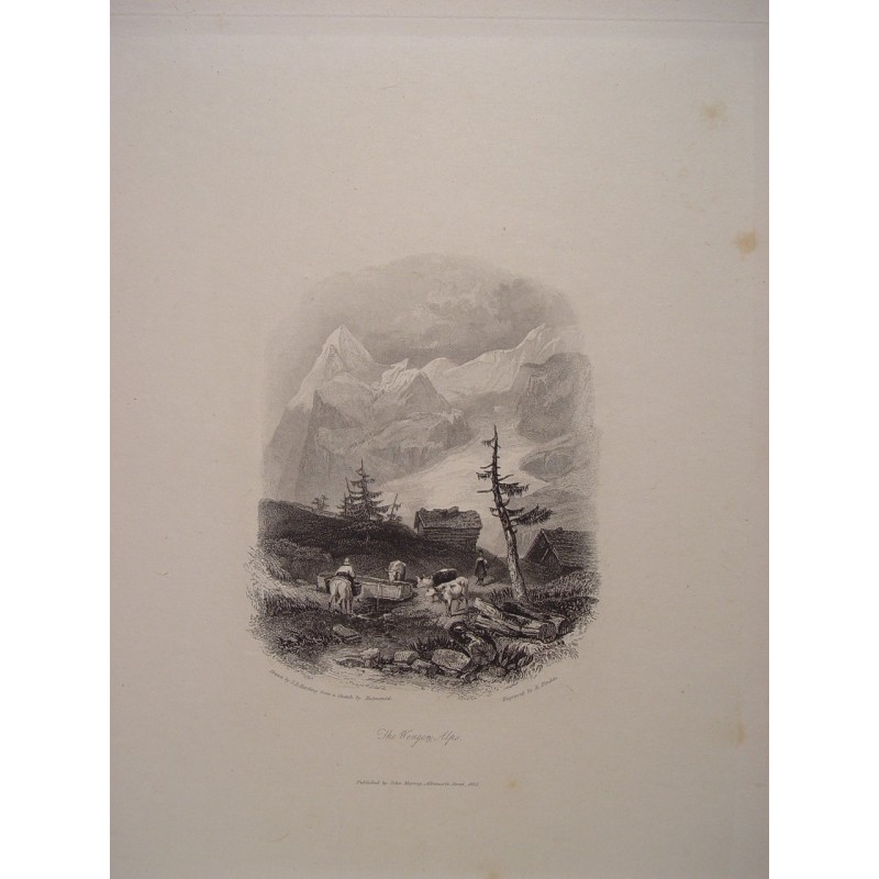 Le Alpi di Wengen, Svizzera - incisione del 1832