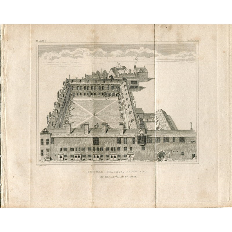 London. Holborn. Gresham College, um 1740. Kupferstich von George Vertue.