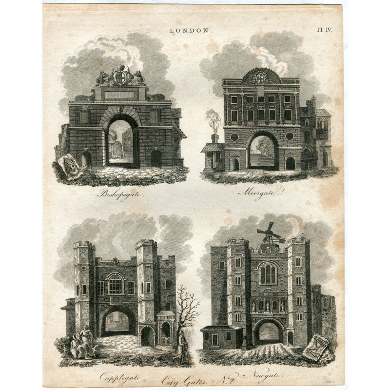 Porte della città di Londra incise da William Pars