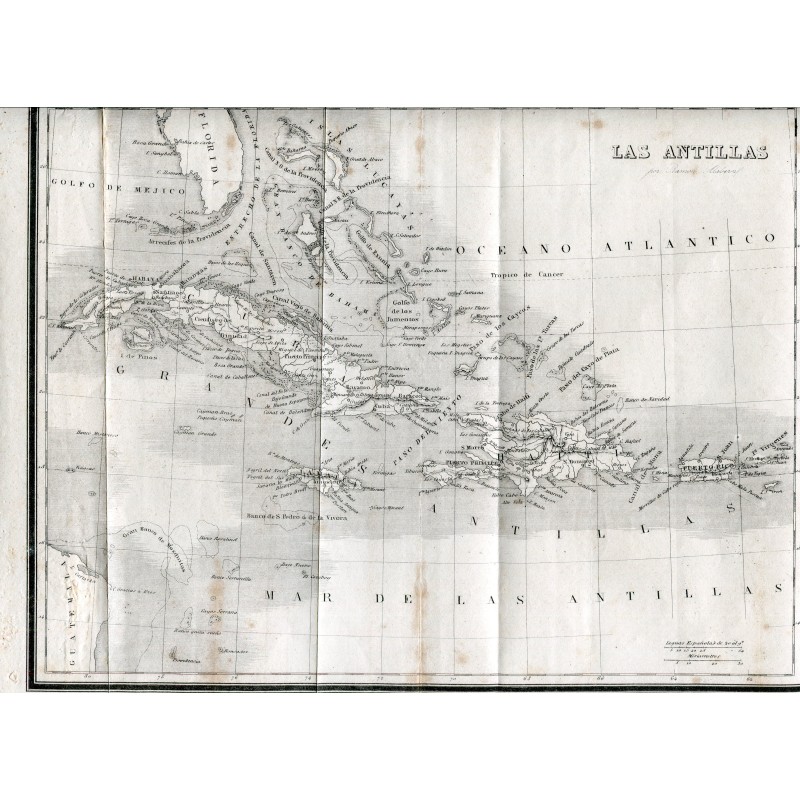 Carte des Antilles gravée par Ramón Alabern