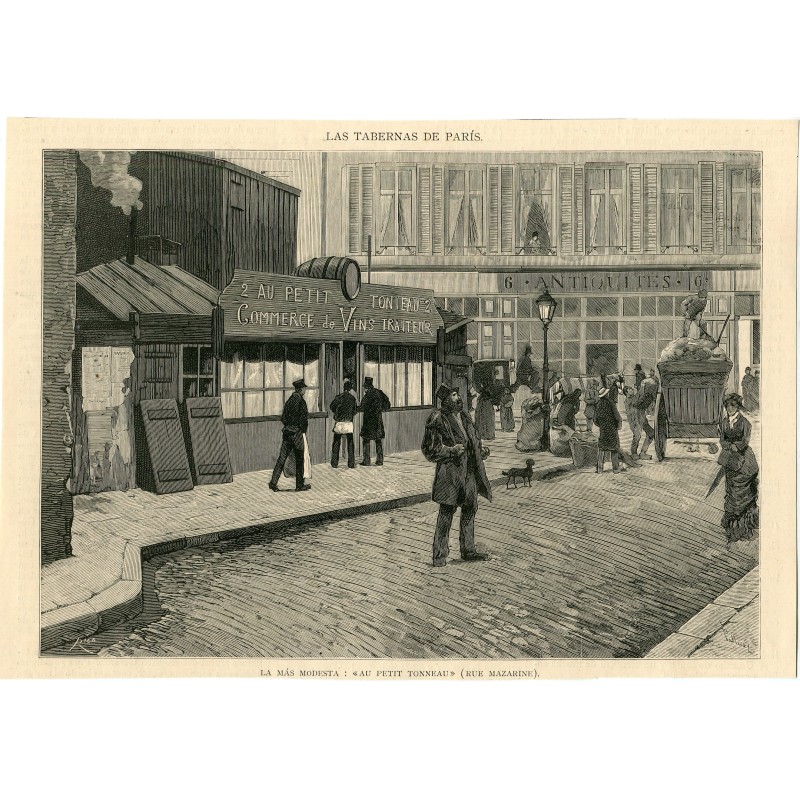 Les Tavernes de Paris. Paire de gravures tirées de l'Illustration espagnole et américaine de 1881.